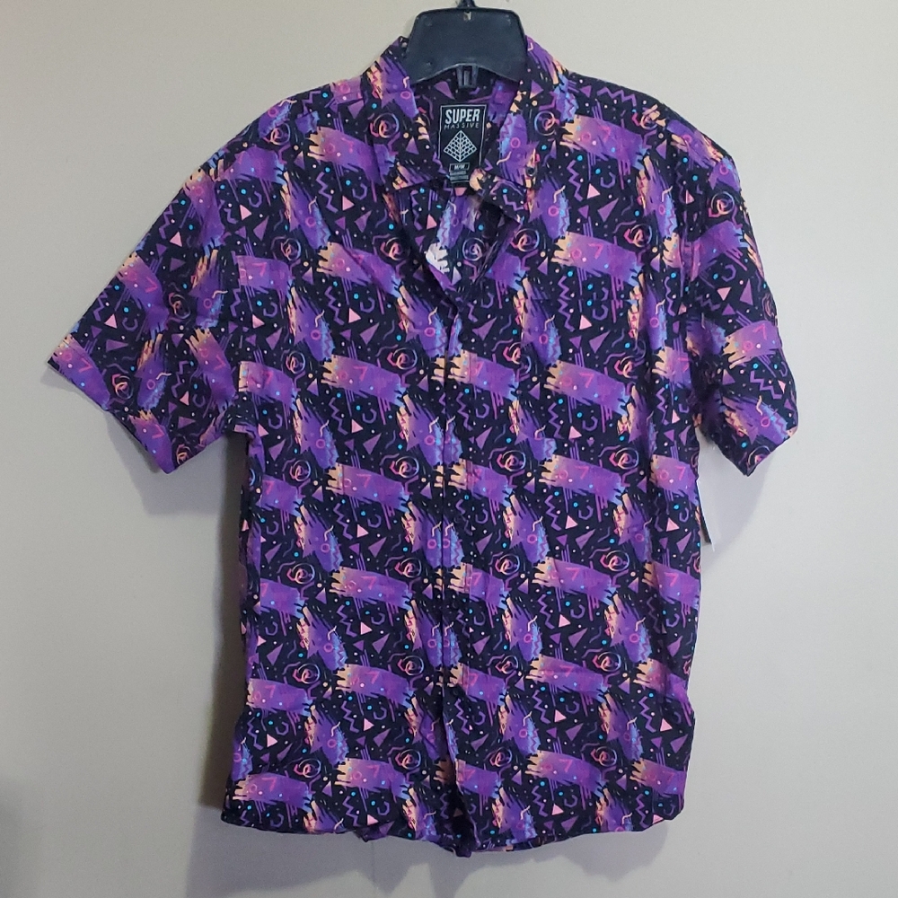 Super Massive Men's Purple Patterned Shirt Size Medium